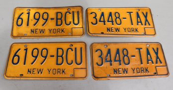 2 Pair New York License Plates 6199-BCU, 3448-TAX  (G-13)