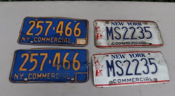 2 Pair New York Commercial License Plates Blue And Gold And Liberty (G-15)