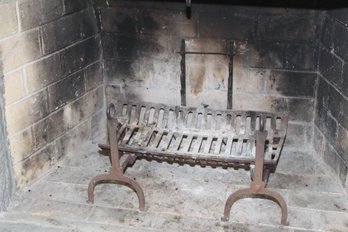 Fireplace Andirons And Wood Basket