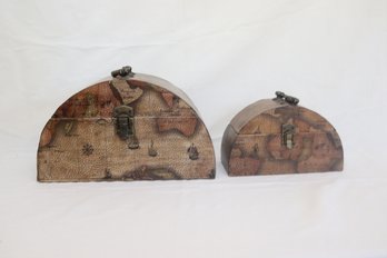 Pair Of Trinket Boxes Map Design (A-5)