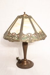 Vintage Antique Slag Glass Table Lamp (O-4)