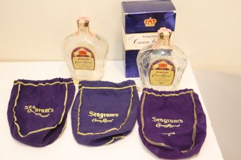 Vintage Empty 1952 & 1965 Crown Royal Bottles Box 3 Bags (M-12)