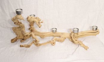 Driftwood Branch Candle Holder Great For Table Or Fireplace! (O-7)