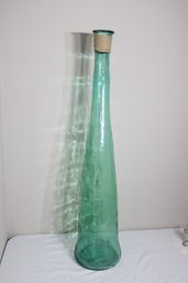 LARGE Glass Bottle With Rope Accent 39' Tall. (H-65)