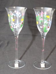 Pair Of Royal Danube Hand Painted Crystal Glasses