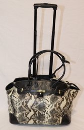 Faux Snakeskin Rolling Tote Bag  (S-33)