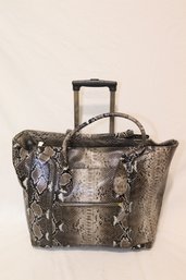 Faux Snakeskin Rolling Tote Bag (S-34)