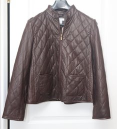 Charter Club Petite Quilted Leather Coat Jacket Sz. M. (C-9)