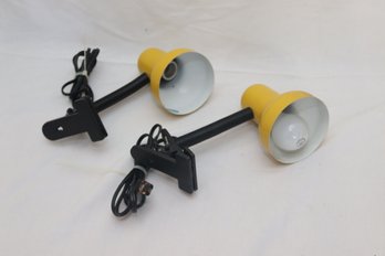 Pair Of Yellow Clip On Lamps