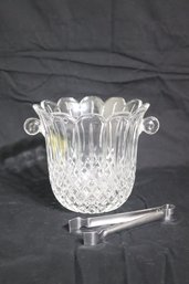 GODINGER SILVER LEAD CRYSTAL ICE BUCKET W/ Tongs (I-5)