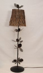 Rustic Cabin Style Pinecone Table Lamp With Branch Shade. (R-53)(