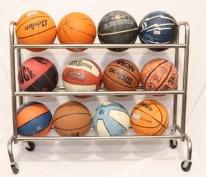 Rolling Basketball Rack With Balls! (S-45)