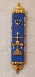 Mezuzah Blue And Gold  (S-4)