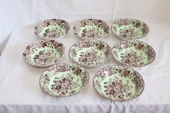 SET OF 8 Mint Green SPODE BLUE ROOM GARDEN COLLECTION 'BLUE ROSE' Bowls