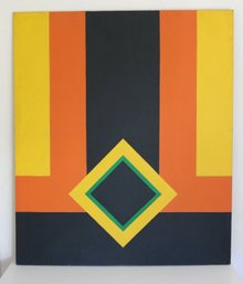 Vintage Geometric Painting Signed Ted Asnis 1972 36'x42'