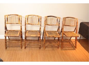 Set Of 4 Folding Bamboo Chairs (A-11)