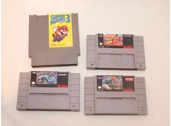 NES Super Mario Bros 3, & Super Nintendo Street Fighter II, Turtles IV, Great Circus Mystery Game Cartridges