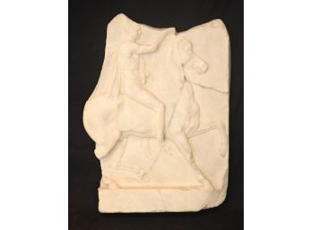 Vintage Resin Relief Of Ancient Roman On Horseback Stone Tablet Wall Hangig (A-12)