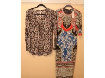 NWT Alice  Olivia Floral Dress Sz. 4 And Joie Blouse Sz. S. (C-21)