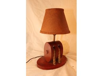 Vintage Nautical Table Lamp - Block And Tackle Base