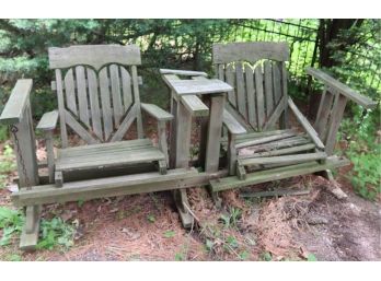 Vintage Wooden Heart Back Swinging Chairs *Needs Repair*