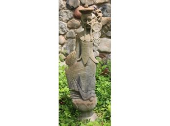 Vintage  Concrete Chinese Wise Man Cement Garden Statue