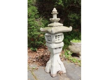 Vintage Concrete Chinese Pagoda Cement Garden Statue With Light. (Pag # 4)