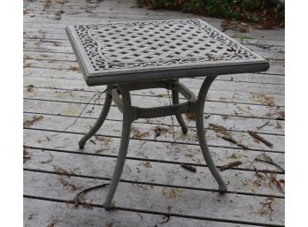 Pair Of Square Cast Aluminum Patio  Side Table