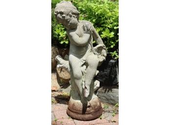 Vintage Concrete Cherub Cement Garden Statue