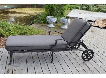 Cast Aluminum Patio Rolling Chaise Lounge Chair With Cushions