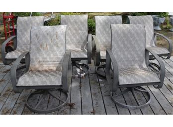 Set Of 6 Swivel Base Patio Chairs W/ Cushions