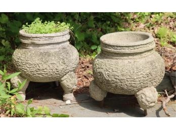 Pair Of Cement Planters Concrete