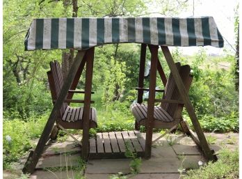 Vintage Wooden Covered Swinging Chairs