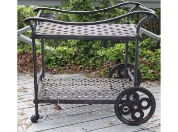 Cast Aluminum Patio Rolling Bar Cart