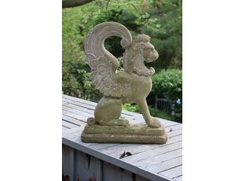 Vintage Winged Lion Garden Statue