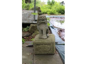 Pair Of Vintage Concrete Foo Dog Fountain Cement Statues