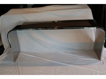 Vintage Chrome Waterfall Console Table With Smoked Glass Insert