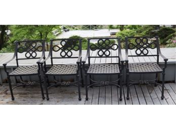 4 Cast Aluminum Patio Chairs With Seat Cushions