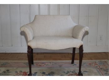 Antique Low Back Upholstered Vanity Chair