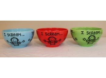 Set Of 3 I Scream For Ice Cream Bowls