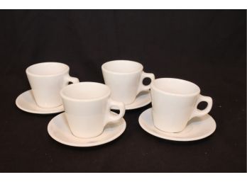 4 Coffe Mugs And Saucers Veterans Administration Logo