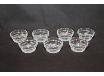 Set Of 7 Vintage Crystal Clear Glass Salt Cellars