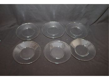 Set Of 6 Clear Glass Plates