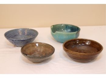 4 Clay Pottery Bowls