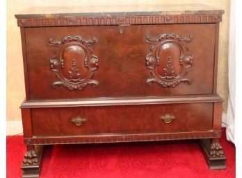 Antique 1890's Marble Top Wooden Sideboard Buffet Dresser