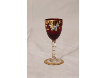 Vintage Red Painted Cordial Glass