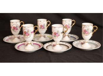 Vintage Set Of 6 Victorian Demitasse Tea Set Cups And Saucers