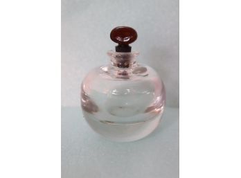 Vintage Clear Glass Perfume Bottle With Red Stopper