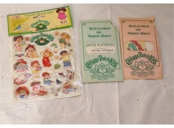 Vintage Cabbage Patch Kids Stickers & Adoption Papers