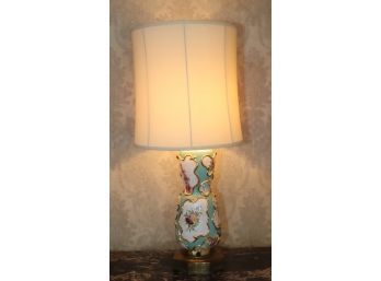 Vintage Ceramic And Brass Table Lamp With Shade